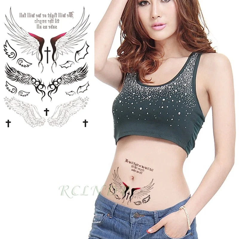 Waterproof Temporary Tattoo Sticker divine wings of angel tatto stickers flash tatoo fake tattoos for girl women lady 7