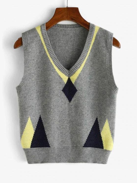 Geometry V Neck Sweater Vest