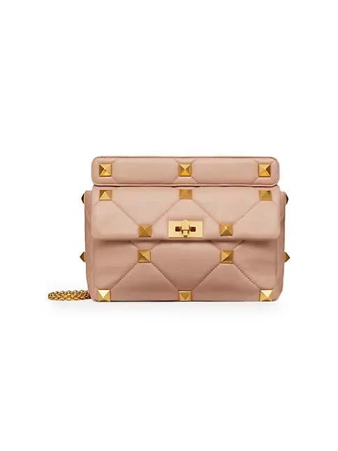 Valentino Garavani Large Roman Stud The Shoulder Bag in Nappa With Chain