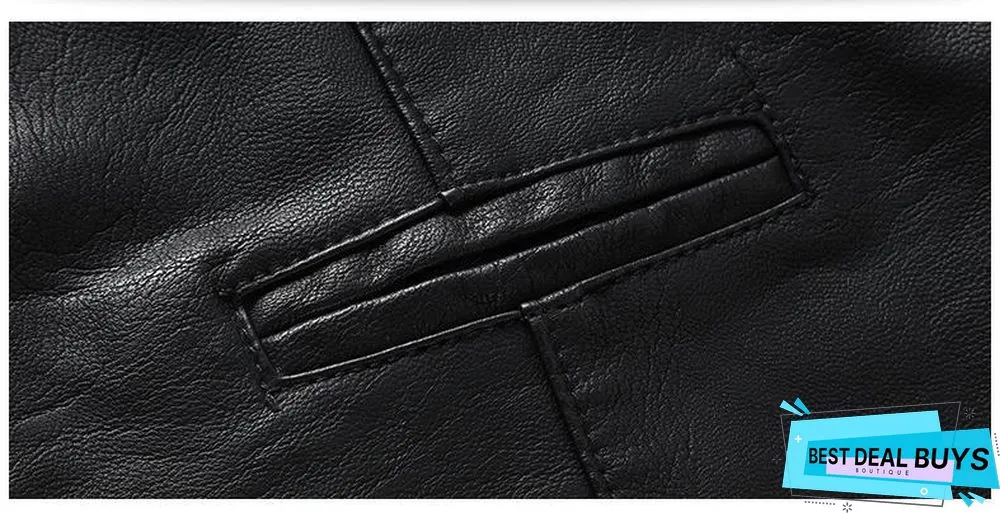 Men's Casual Zipper Pu Leather Jacket Motorcycle Leather Jacket Men Leisure Clothing Men's Slim Leather Jacket