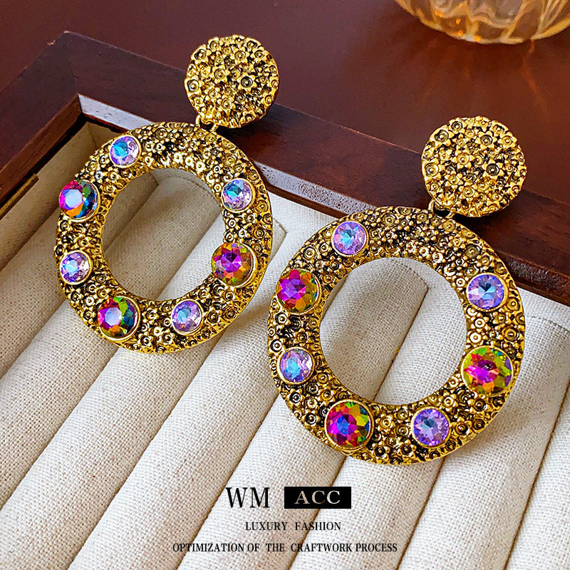Medieval Circle Geometric Alloy Electroplating Earrings