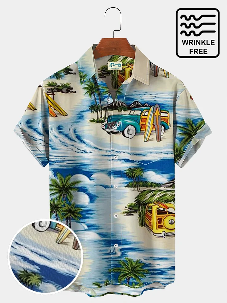 Men's Holiday Casual Hawaiian Shirts Floral Vintage Wrinkle Free Tropical Shirts