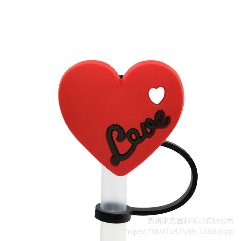 Love Cartoon Silicone Straw Cap 8-10 Straw Dust Cap Dust Cover Personalized Beverage Straw Sleeve Spot