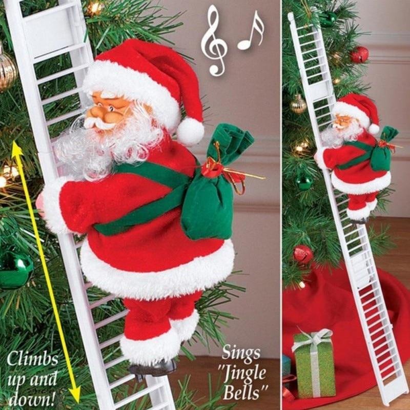 Christmas Electric Ladder Climbing Santa Hanging Christmas Tree Ornament