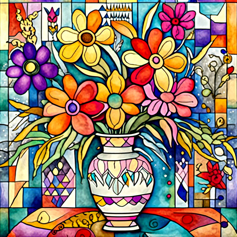 Abstract Flower 30*30cm(canvas) full round drill diamond painting
