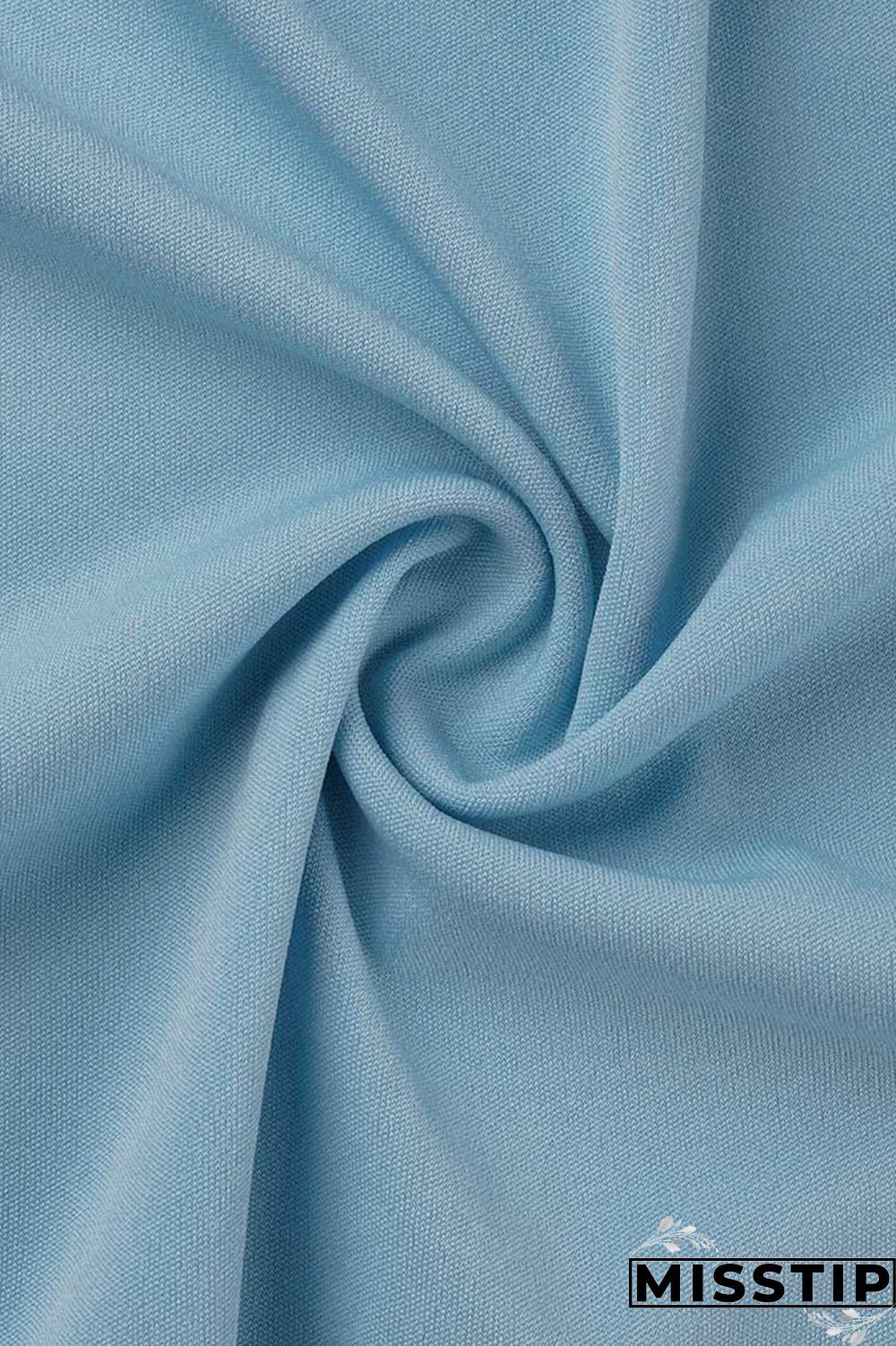 Blue Casual Solid Basic U Neck Long Sleeve Two Pieces