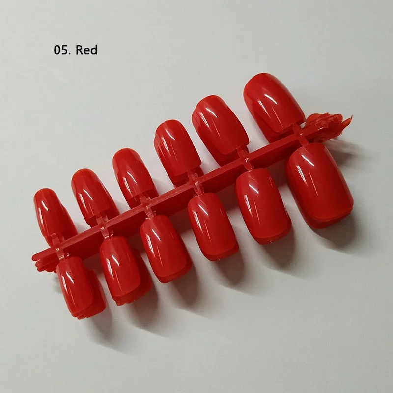 120pcs/pack 20 Colors Full Cover Nail Tips Short Design Fake Nails Square Faux Ongles Acrylic Frenc False Nails Art Tips Tools-Nail Inspo