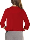 Chic Solid Color Open Front Cardigan with Flirty Ruffle Trim - Lightweight 3/4 Sleeve for Women - Perfect Casual Wear, Spring to Fall Fashion