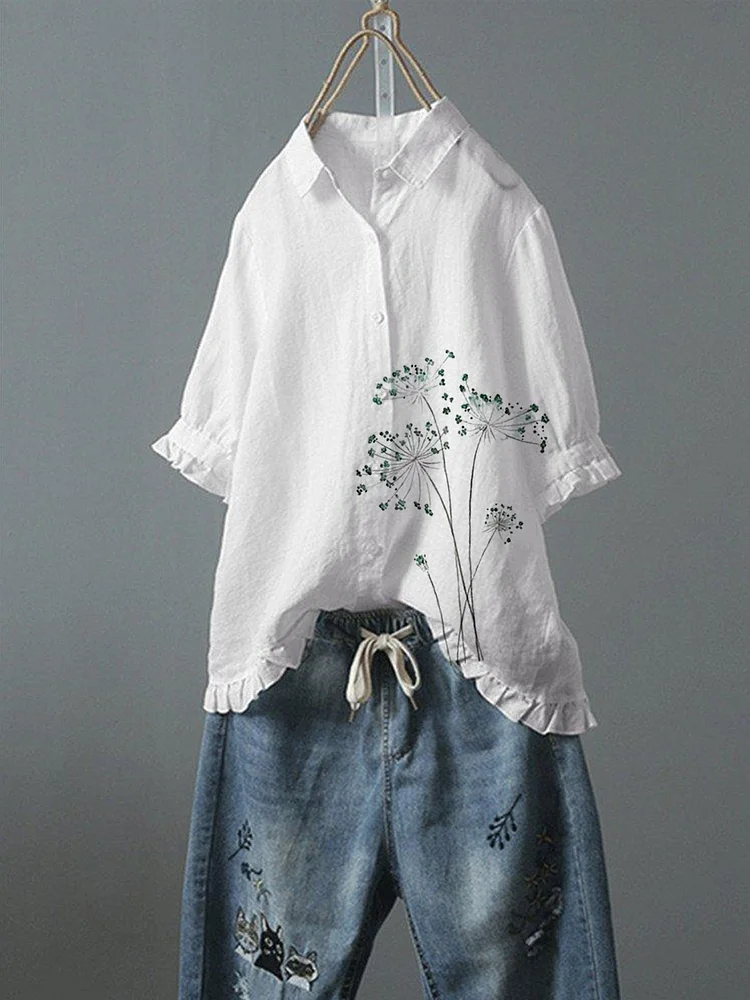 Casual dandelion print women's top