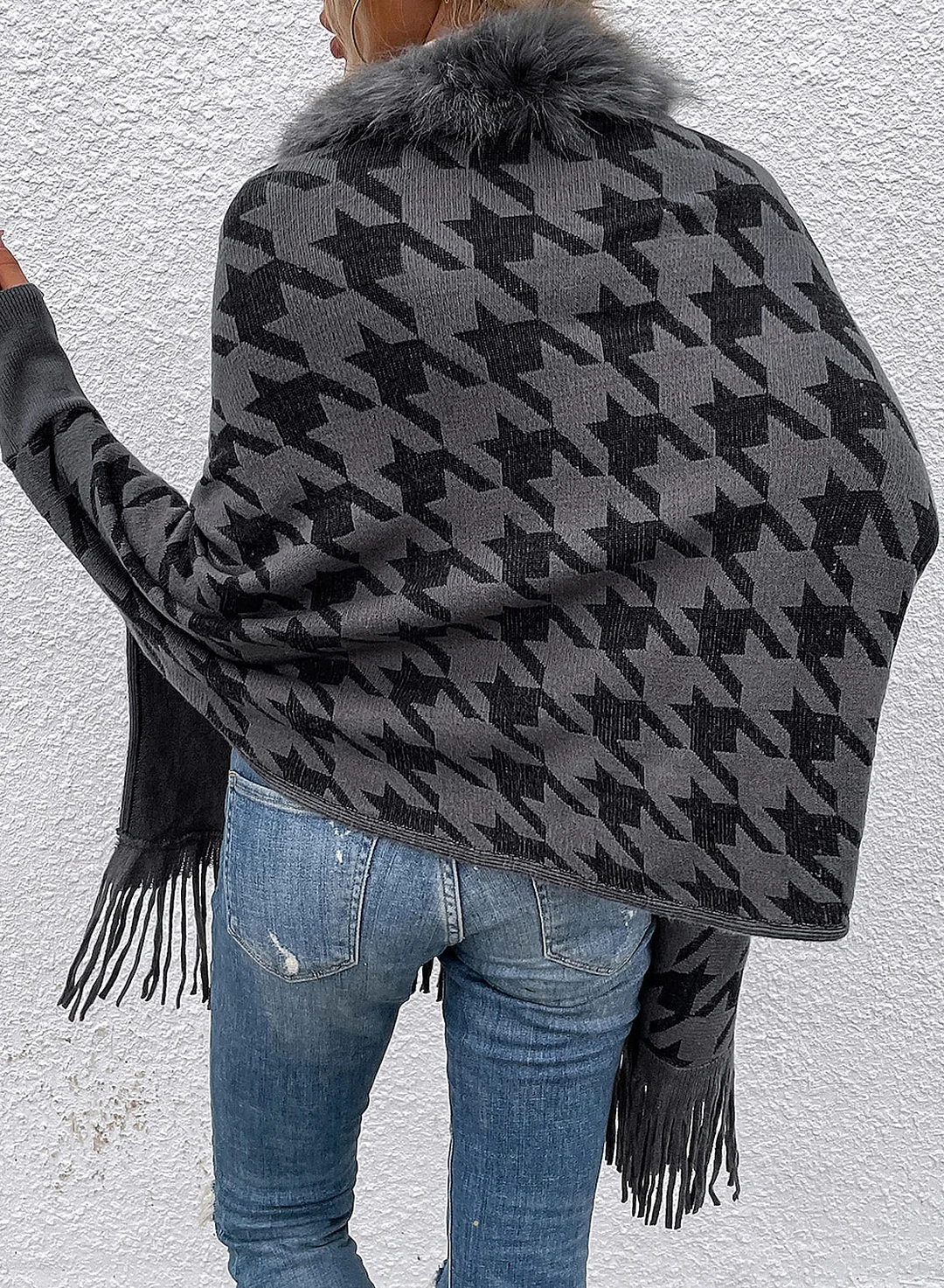 Women's Shirt Shrugs Tassel Crochet Long Sleeve Ponchos Capes