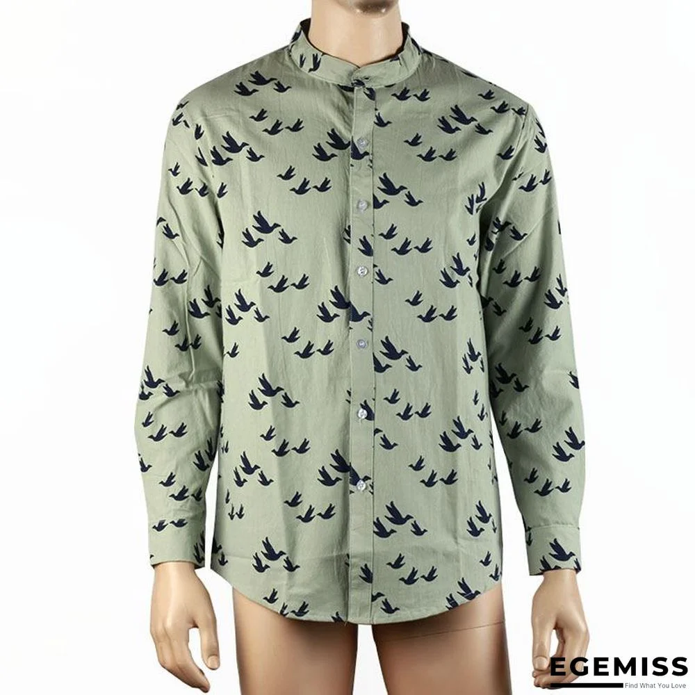 Autumn Mens Fashion Printed Slim Fit Button Placket Shirts | EGEMISS