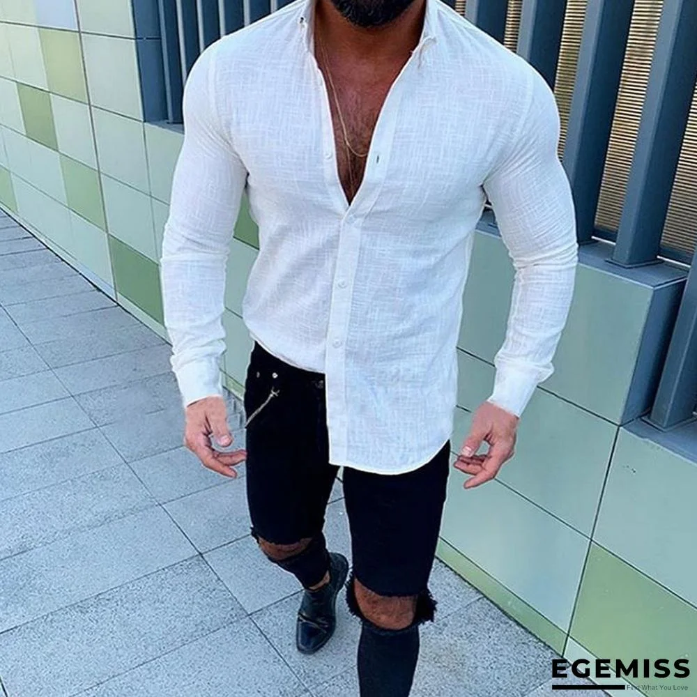 Men Fashion Long Sleeve Solid Button Shirts | EGEMISS