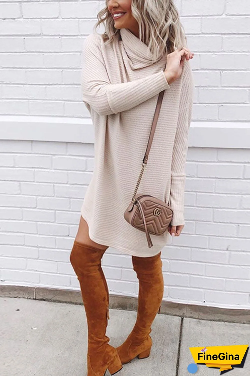 Fashion Knitted Mid Length Dress