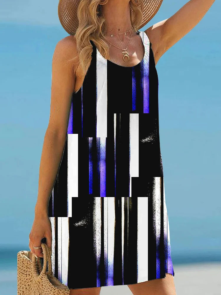 Irregular Color Block Art Print Women's Dress
