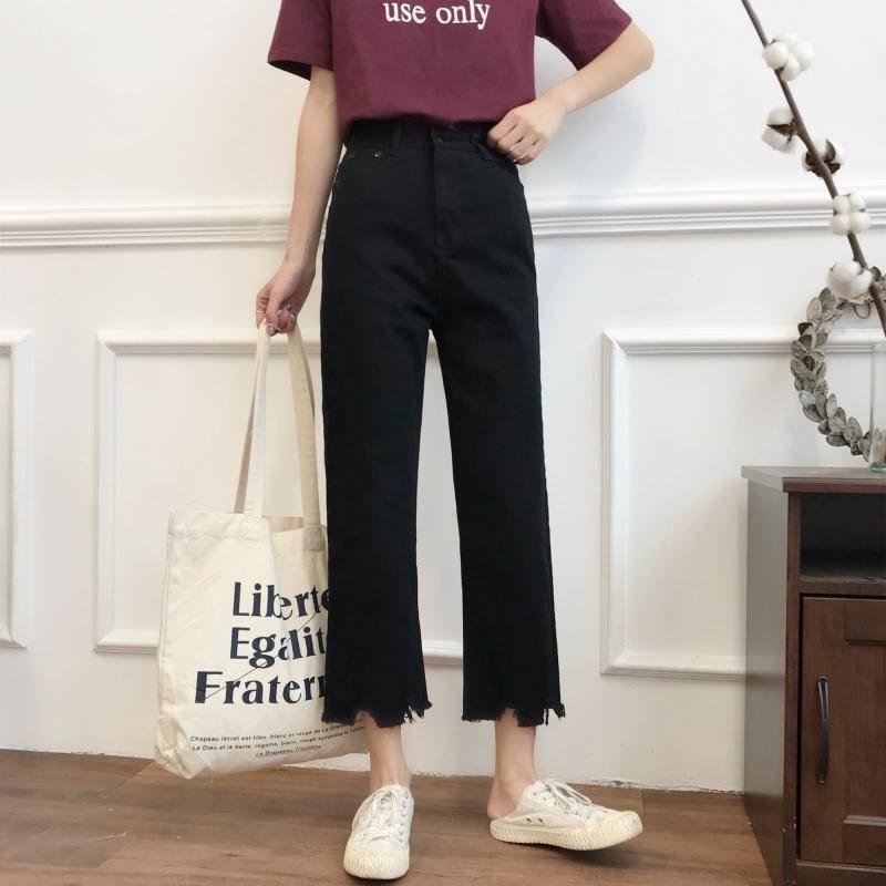 Jeans Women Solid High Street Full Length Causal Straight Trouser Spring Students Fashion Mujer De Moda Ulzzang Vintage Cozy Ins