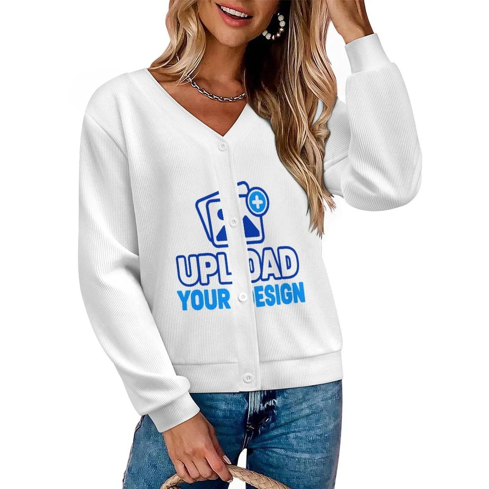 Button-Front Sweater Cardigan &ndash; personalized print product image 8