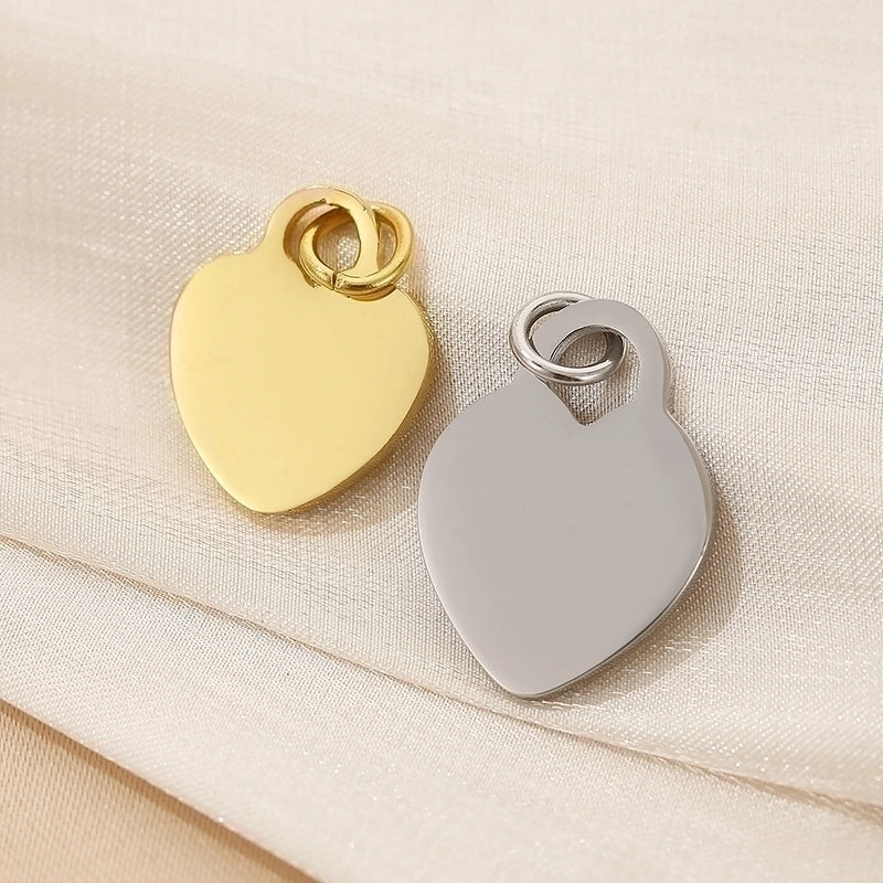 Basic Heart Shape Stainless Steel 18K Gold Plated Enamel Charms