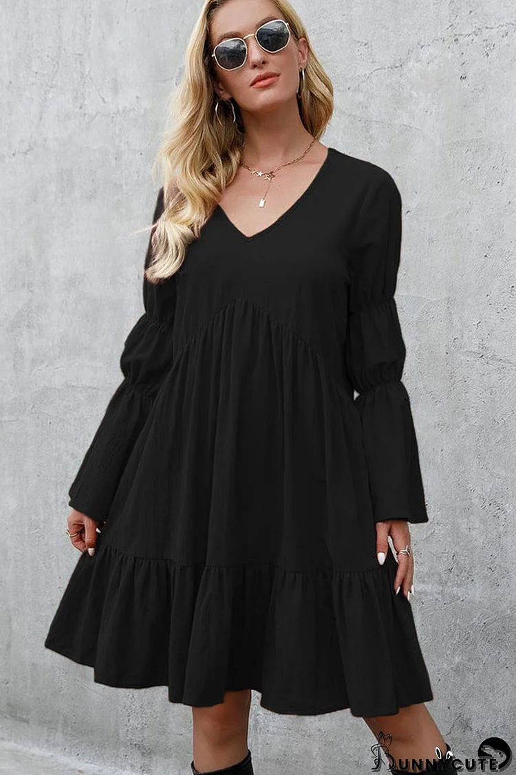 Fashion Solid Color Long Sleeve Casual Dress