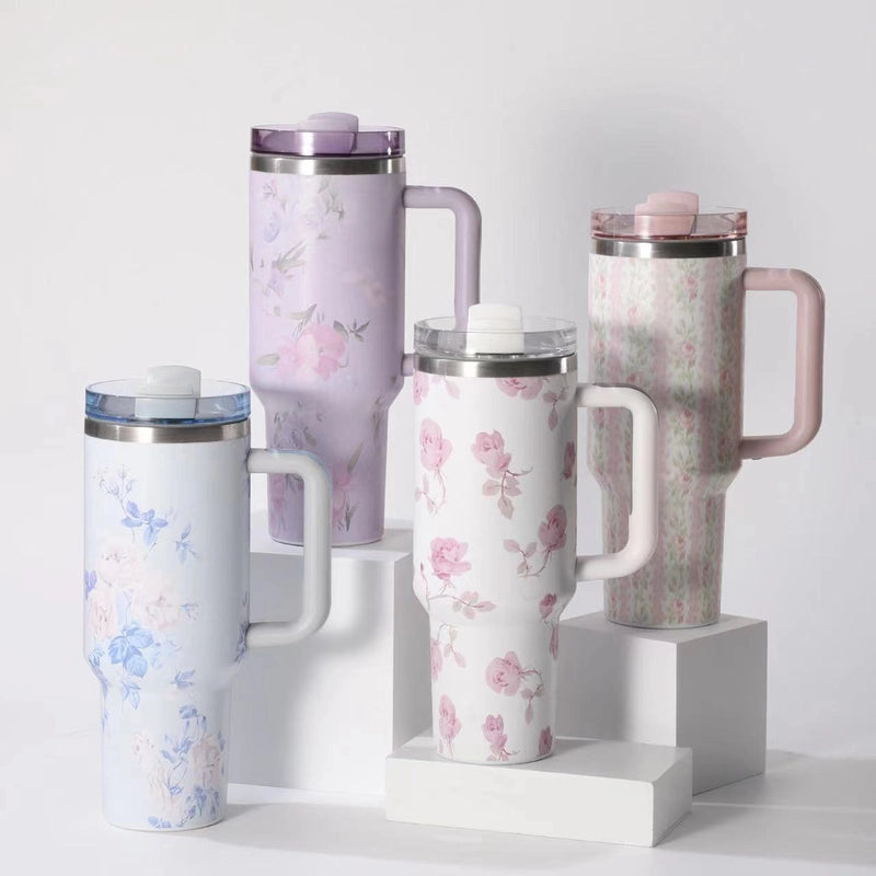 Casual Flower 201 Stainless Steel 304 Stainless Steel Thermos Cup 1 Piece