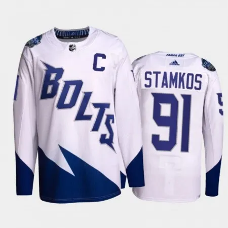 Men's Tampa Bay Lightning #91 Steven Stamkos 2022 White Stadium Series  Stitched Jersey
