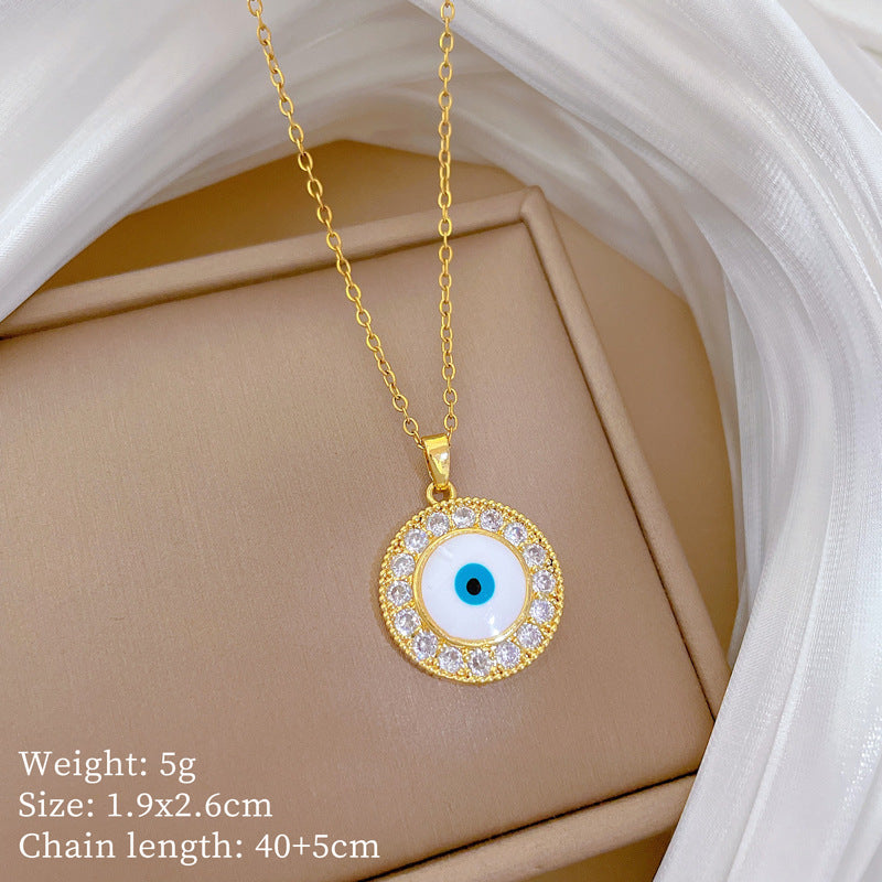 Copper Micro-Inlaid Heart Fashion Gorgeous Full Diamond Necklace Women’S Versatile Clavicle Chain Titanium Steel