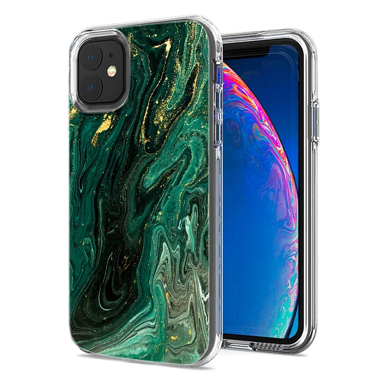 2023 Luxury Electroplated Marble Painted Transparent Protective Case For iPhone