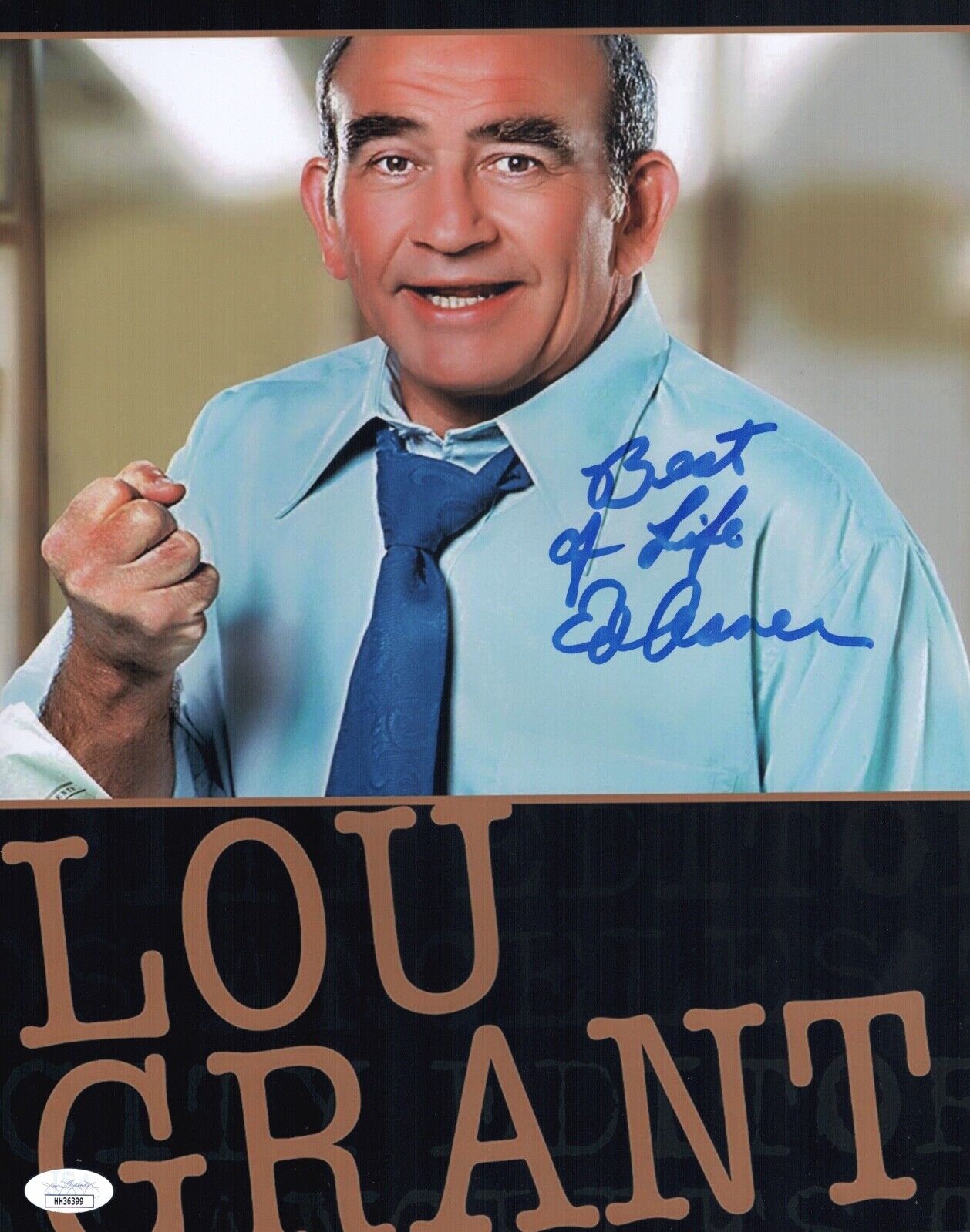 ED ASNER Signed 11x14 Photo Poster painting LOU GRANT Mary Tyler IN PERSON Autograph JSA COA