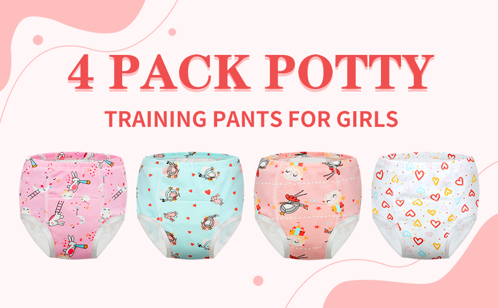 Baby Girls Potty Cotton Soft Absorbent Training Pants 4 Pack - 2T