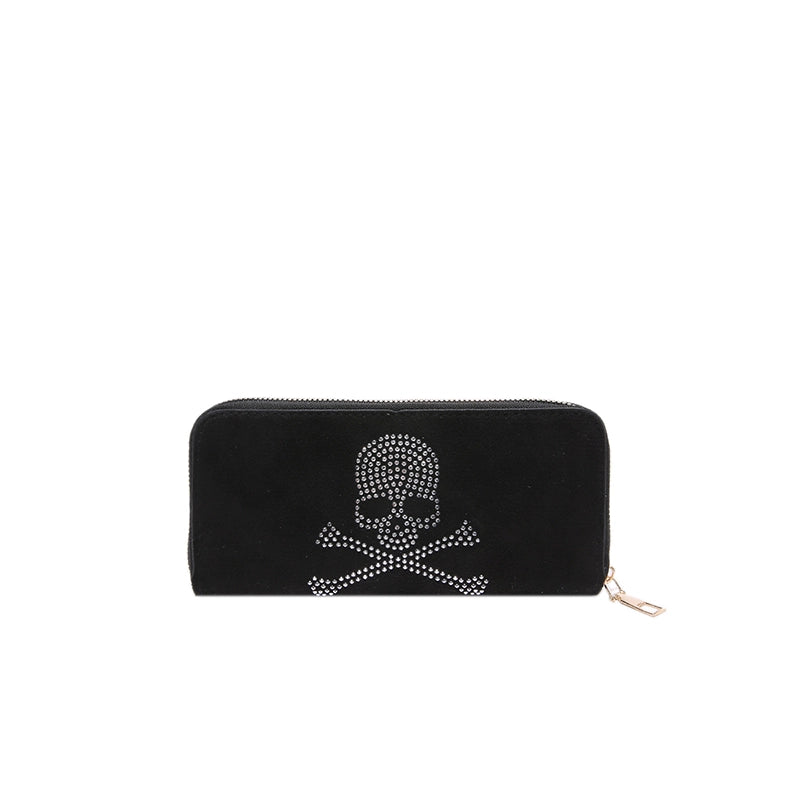 Brown Black Suede Skull Square Clutches