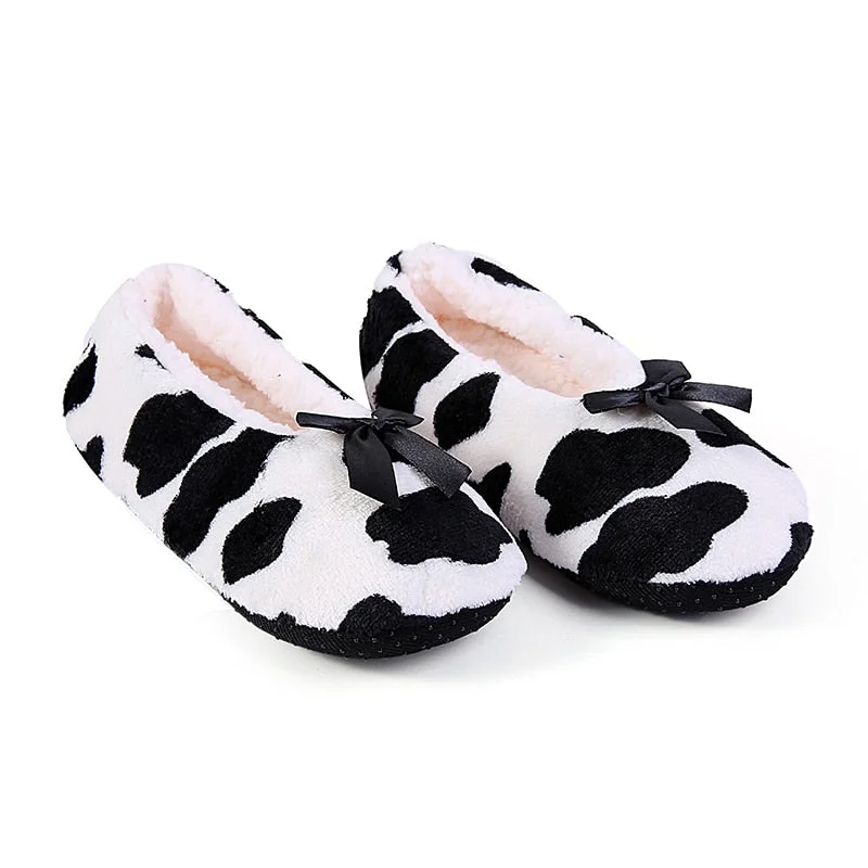 Glglgege Winter Women Star Flock Soft Plush Slipper Winter Shoes Woman Butterfly-Knot Indoor Floor Shoes Women Slipper Shoes