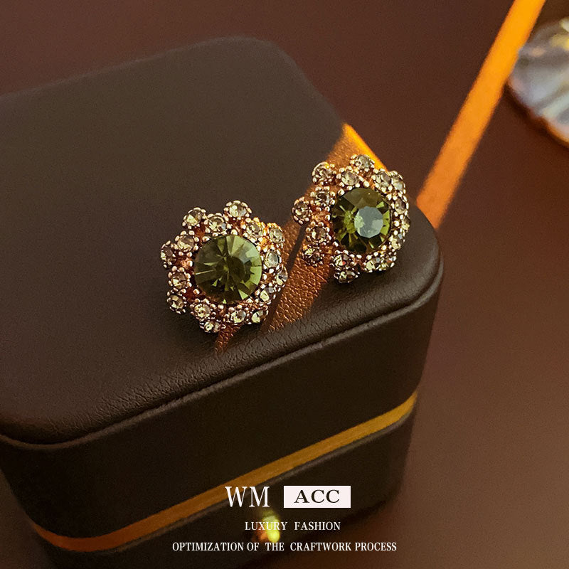 Medieval Flower Geometric Heart Flower Leaf Artificial Pearl Oil Dripping Earrings