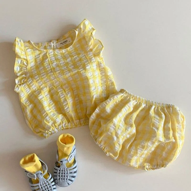 New 2020 Summer Baby Clothing Set Paid Vest Tops and Bloomers 2pcs 0-3Yrs Baby Girls Clothes