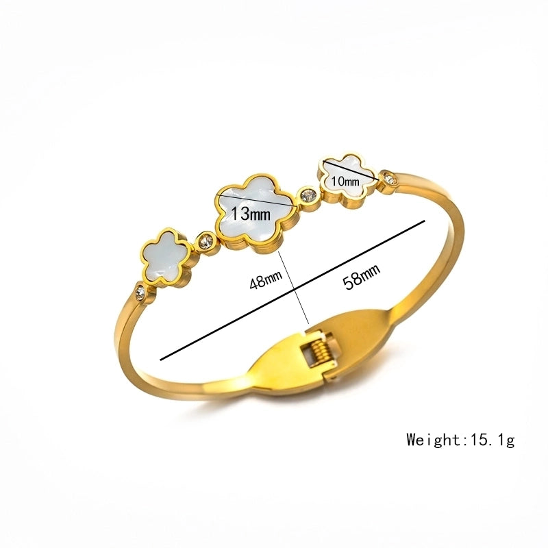 Retro Minimalist Classic Style Flower 304 Stainless Steel 18K Gold Plated Rose Gold Plated Bangle In Bulk