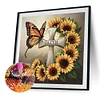 Sonnenblume Schmetterling Kreuz - runder Bohrer Diamantmalerei - 30*30cm