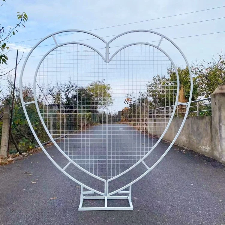 Wedding Arch Props Grid Heart-Shaped Arch Wrought Iron Geometric Shelf Party Stage Backdrop Flower Arrangement Decoration Frame A7085 A6625