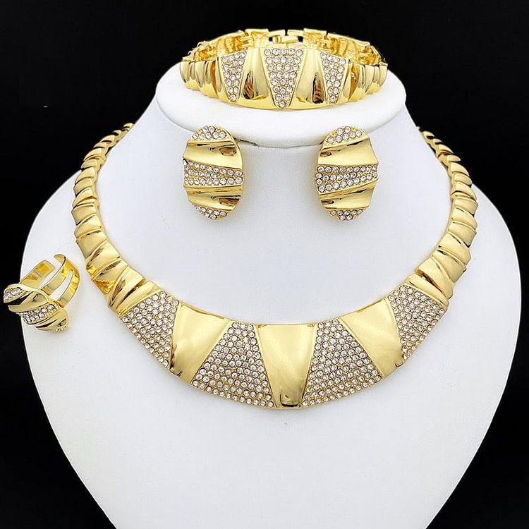 Dubai Gold Color Jewelry Set Fashion Jewelry Necklaces And Earring Sets For Women