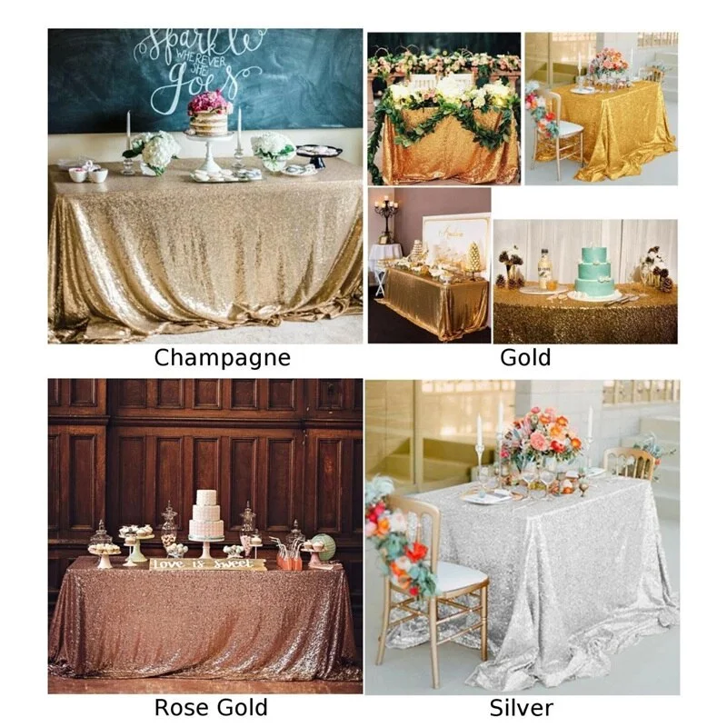 180x120cm Rectangular Table Cover Glitter Sequin Table Cloth Rose Gold Tablecloth For Wedding Birthday Party Home Decoration