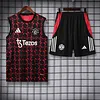 2025/2026 Manchester United Pre-Match Training Red Vest+Shorts Football1:1 Thai Quality
