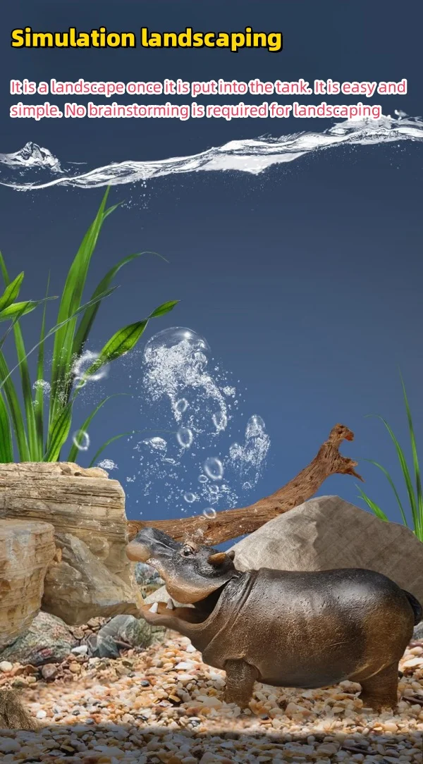 Pneumatic Hippopotamus Fish Tank Landscaping Decoration Fish Tank Ornaments