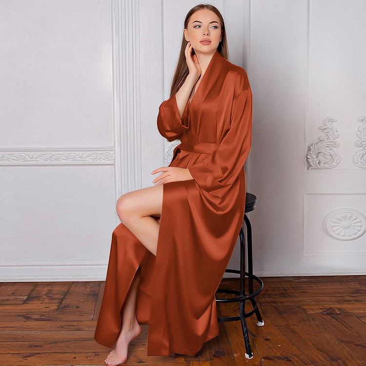 22 Momme Cozy Women's Long Silk Robe In Loose Version-Chouchouhome