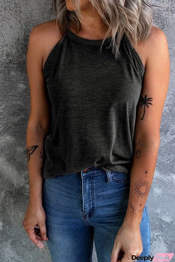 Solid Crewneck Summer Cami Top