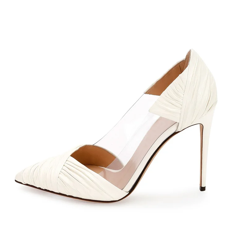 White Clear PVC Stiletto Heels Pumps |FSJ Shoes