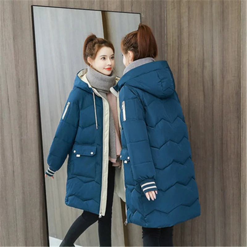 High Quality Winter Jacket Women Parker Thick Down Cotton Jacket Large Size Mid-Long Hooded Outerwear Women Warm Winter Coat