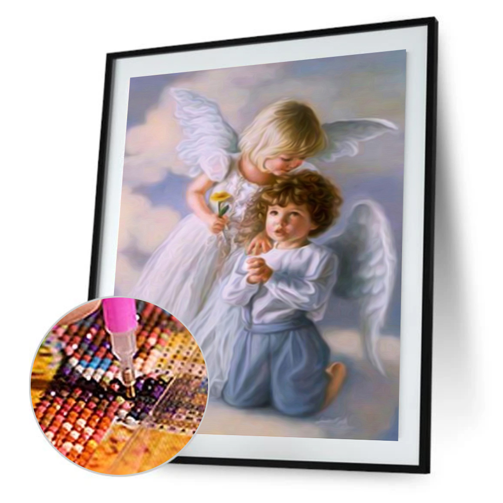 

30*35CM-Boys Girls Angel-Round Drill Diamond Painting, 501 Original
