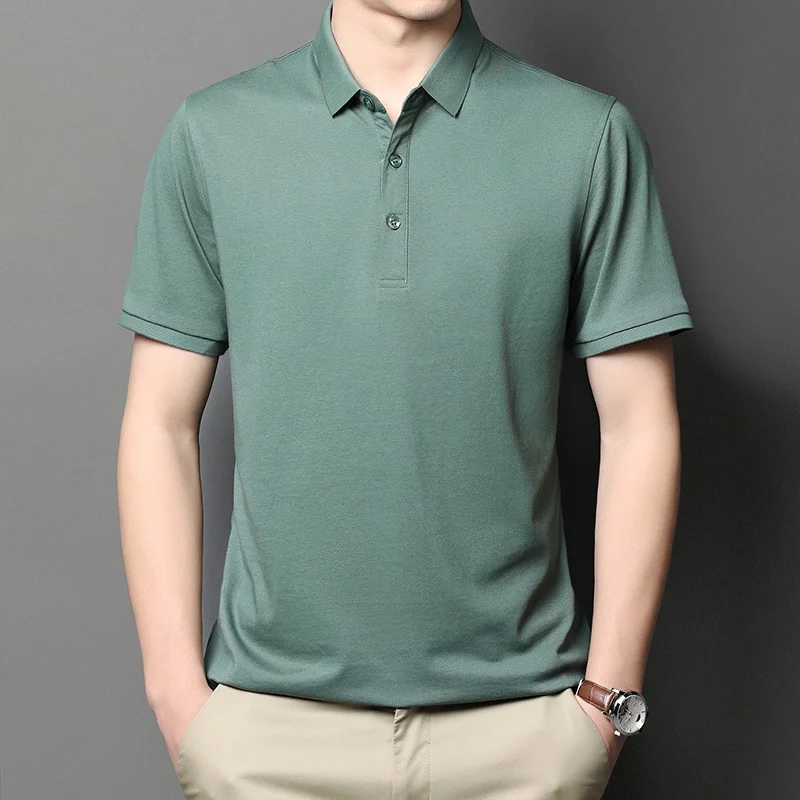 Men's Solid Color Casual Lapel Polo Shirt