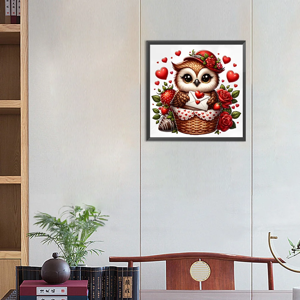 Diamond Painting - Full Round Drill - Love Owl(Canvas|30*30cm)