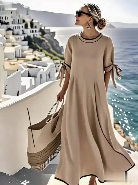 Women'S Loose Striped Knot Dress