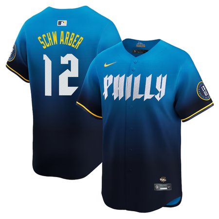Men's Philadelphia Phillies  #12 Kyle Schwarber  Blue 2024 City Connect Limited Player Jersey