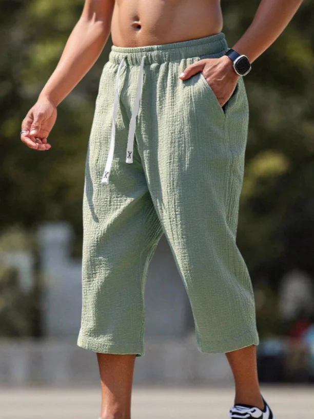 Nigikala Nigikala Men's Summer Cotton Slack Seven-Point Trousers