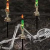 Bougie &eacute;lectronique LED d'Halloween, bougeoir squelette